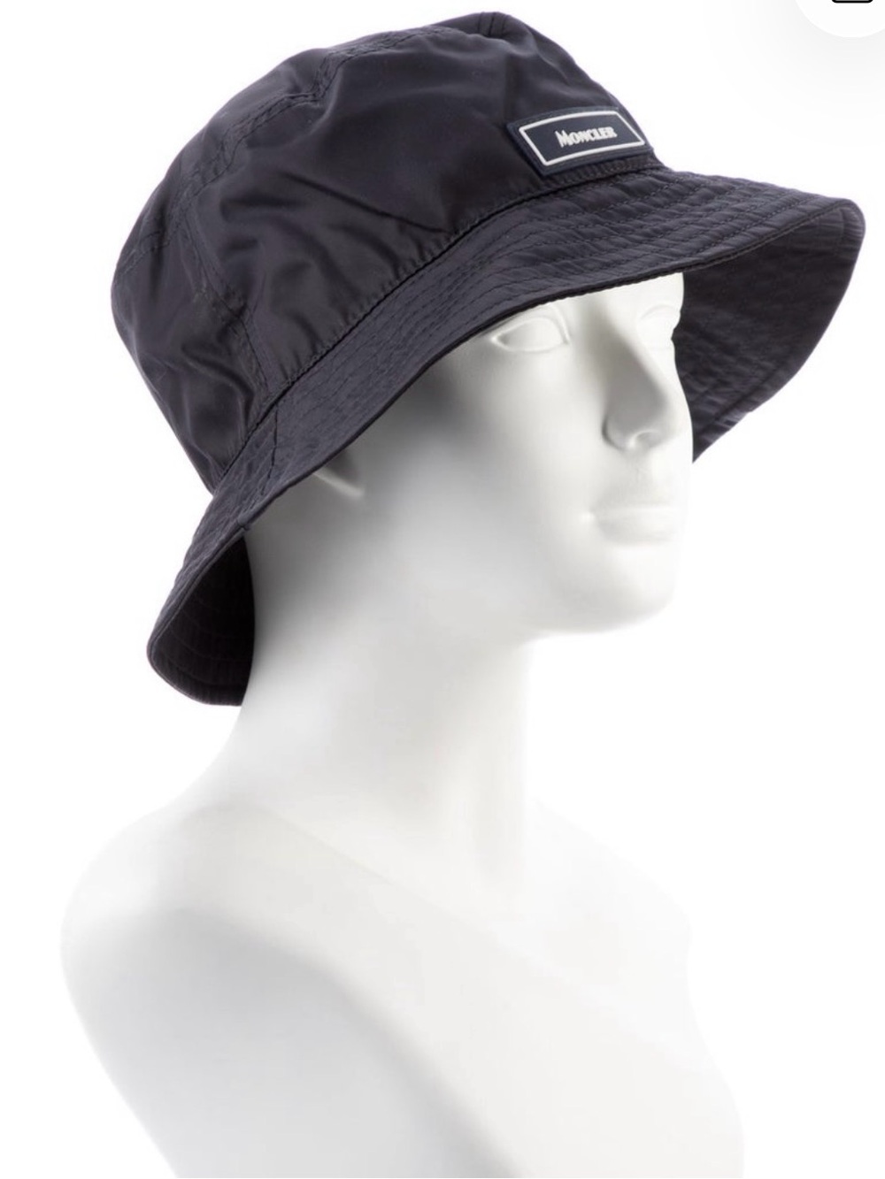 Moncler Noir Nylon Bucket Hat with Logo Patch